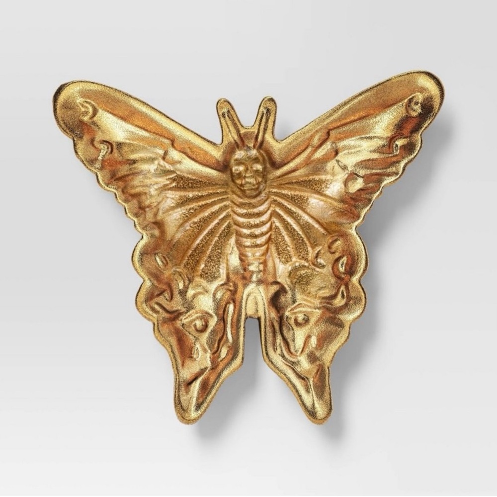 Pirate Moth Skeleton Face Golden Dish